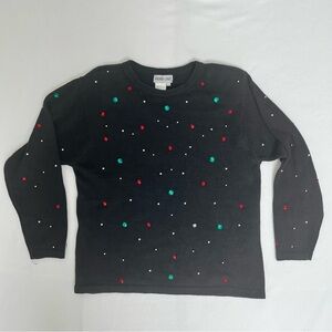 Andrea Gayle Women's VTG Holiday Grandmacore Sweater w/ Colorful Embellishments